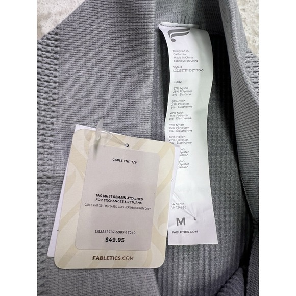 New Fabletics sz M Gray Cable Knit 7/8 Leggings stretchy 1099 - Picture 4 of 9
